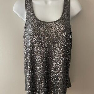 express sparkly sequin tank top grey silver